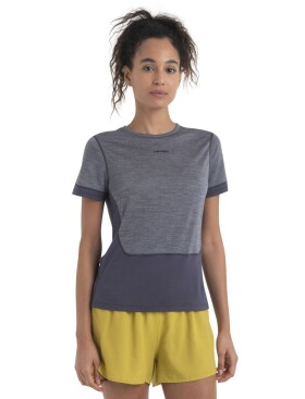 ICEBREAKER Wmns Merino 125 ZoneKnit™ Energy Wind SS Tee, Graphite/Graphite Heather/Cb velikost: XS