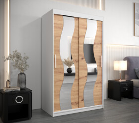 Šatní skříň Abi Se Barva korpusu: Bílá, Rozměry: 100 cm, Dveře: Dub artisan