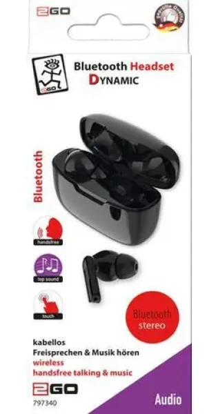 2GO TWS Dynamic černá / Bezdrátová sluchátka do uší / Bluetooth 5.0 / dotykové ovládání / nabíjecí pouzdro (797340)