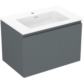 MEXEN/S - Rivel koupelnová skříňka 70 cm s umyvadlem Otis, 1 šuplík, reliéf , grafit mat/bílá mat 91A20-07047-1-BF66-W18M01