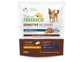 Trainer Natural Sensitive dog NO GRAIN MINI pstruh 800g / Kompletní krmivo pro dospělé psy malých a miniaturních plemen (8059149277745)