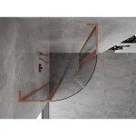 MEXEN/S - Mist L sprchový kout čtvrtkruh, křídlové 80 x 80, transparent, měď kartáčovaná 8A32L-080-080-65-00
