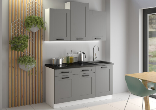 Kuchyňská linka 150 cm Luna 1 Barva korpusu: Bílá, Barva dvířek: Dust Grey