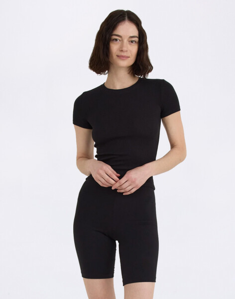 Tričko Organic Basics Core Rib Tee Black