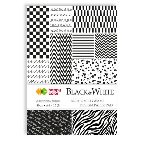 Papíry s potiskem A4 80g BLACK & WHITE, 26 motivů, 15ls