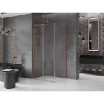 MEXEN/S - Velar L sprchový kout, posuvné dveře 120 x 110, transparent, měď kartáčovaná 871-120-110-03-65