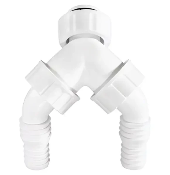 Xavax / Dvojitá přípojka sifónu / se zpětnou klapkou / podomítková / hadice 20–24 mm