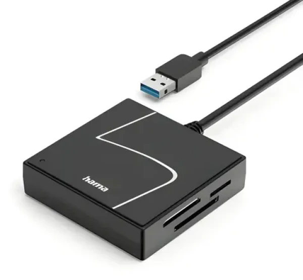 Hama černá / Čtečka paměťových karet / USB 3.2 Gen 1 / SD, CF, MS / USB-A + USB-C adaptér