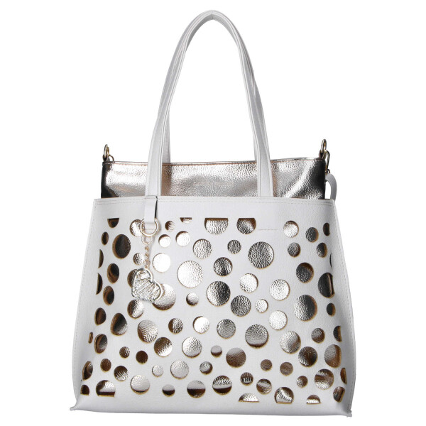 Stylová dámská koženková kabelka na rameno LB Liza, krémová