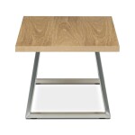 Stůl konferenční 120x60cm, MDF deska, dýha odstín dub, kovové nohy, broušený nerez.