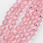Broušené korálky - průsvitné - růžové - 4 mm - 10 ks