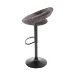 Židle barová, hnědá sametová látka, černá podnož