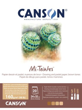Canson, 31032P001, Mi-Teintes, skicák 160 g/m2, 24 x 32 cm, hnědé odstíny, 20 listů