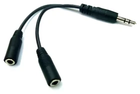 Logo / Audio rozdvojka / Jack 3,5 mm samec - 2x Jack 3,5 mm samice / stereo / 0,2 m / černá (26857)