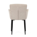 Židle jídelní, snadno čistitelná krémová látka, černý matný lak, kovové nohy