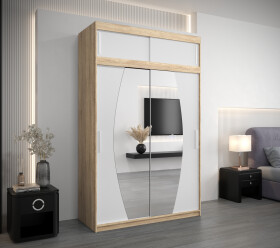 Šatní skříň Abi E0 s nástavcem Barva korpusu: Dub Sonoma, Rozměry: 150 cm, Dveře: Bílá