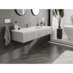 MEXEN/S - Rivel koupelnová skříňka 140 cm s umyvadlem Otis, 1 šuplík, reliéf , šedá mat/bílá mat 91A20-14023-1-BF62-W18M01