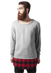 Dlouhý Flanell Bottom Open Edge Crewneck šedá/blok/červená