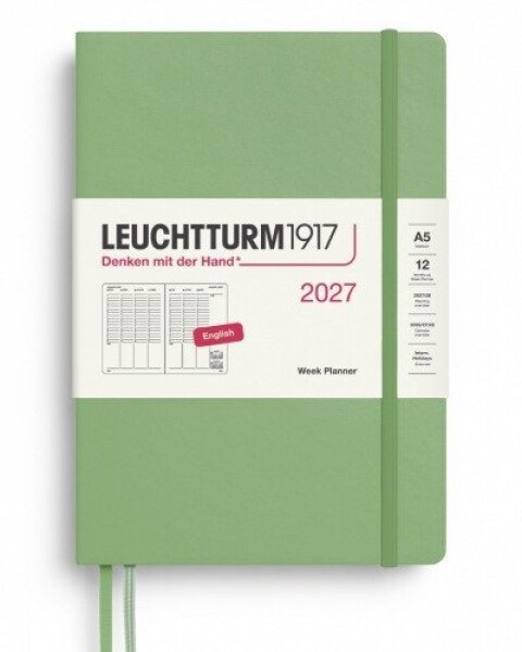 Týdenní plánovač Sage, Medium A5 2027, anglicky