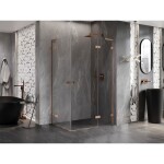 MEXEN/S - Lunar L Duo sprchový kout dveře křídlové pravá 115 x 70, transparent, měď kartáčovaná 834L-115P-070L-65-00