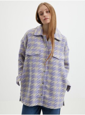 Béžovo-fialová kostkovaná košilová bunda ONLY Johanna Dámské