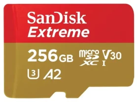 SanDisk Extreme microSDXC 256GB / Paměťová karta / A2 / UHS-I U3 V30 / čtení: 190 MB/s / zápis: 130 MB/s / vhodné pro 4K (SDSQXAV-256G-GN6MN)