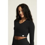 Craft Triko s dlouhým rukávem Collective Rib Cropped T-Shirt Women 1916014-999000 - Běžecký top CRAFT Collective Rib Cropped LS - černá Velikost textilu: M-L