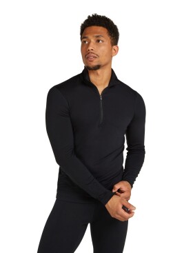 ICEBREAKER Mens Core Heavyweight LS Half Z, Black (vzorek) velikost: M