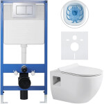 CERANO - Kompletní WC set Profi/Dure - bílá lesklá - WC tlačítko Classic/Chrom - předstěnová instalace - 51x35 CER-665872