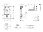 GEBERIT - Kombifix Set předstěnové instalace, klozetu Oudee a sedátka softclose, tlačítko Sigma30, černá lesk/černá mat SANI15CA5115