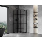 MEXEN/S - Mist sprchový kout pětiboký křídlový levá 90 x 90, černá kratka, černá 8A8-090-090-70-77-L