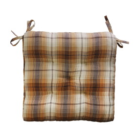 MADAM STOLTZ Prošívaný podsedák Checked Pumpkin Spice, oranžová barva, hnědá barva, textil