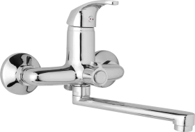 JB Sanitary Nástěnná umyvadlová a sprchová baterie SLIM, rozteč 150 mm, otočný přepínač v těle, bez příslušenství, ramínko 200 mm A10 39 00