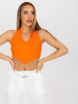 Základní oranžový crop top žebrované bavlny RUE PARIS