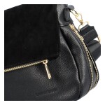 Dámská crossbody kabelka s klopou, LB Aleta, černá semišová