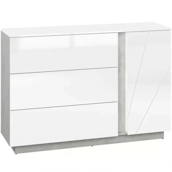 Komoda Lumens 138 cm, bílá / beton
