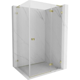 MEXEN/S - Lunar L sprchový kout dveře křídlové pravá 75 x 80, transparent, zlato 834L-075-080-50-00-P