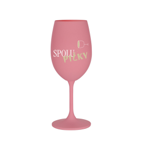 SPOLUPIČKY - růžová sklenice na víno 350 ml