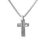Pánský ocelový náhrdelník Jacinto - chirurgická ocel, kříž, Stříbrná 65 cm