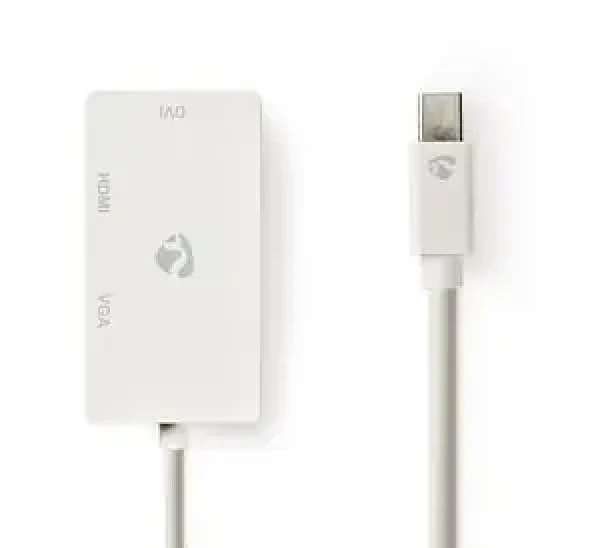Nedis adaptér Mini DisplayPort na DVI-D, VGA, HDMI bílá / Redukce / 0,2 m / poniklované (CCGP37465WT02)