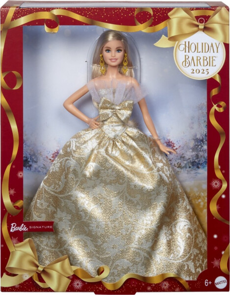 Barbie vánoční panenka blondýnka 2025 - Mattel Barbie