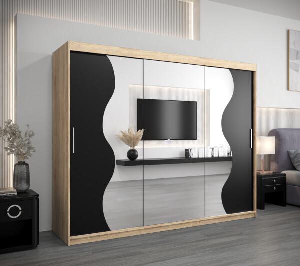 Šatní skříň Abi Mr Dveře: Dub sonoma, Rozměr: 250 cm, Korpus: Černá