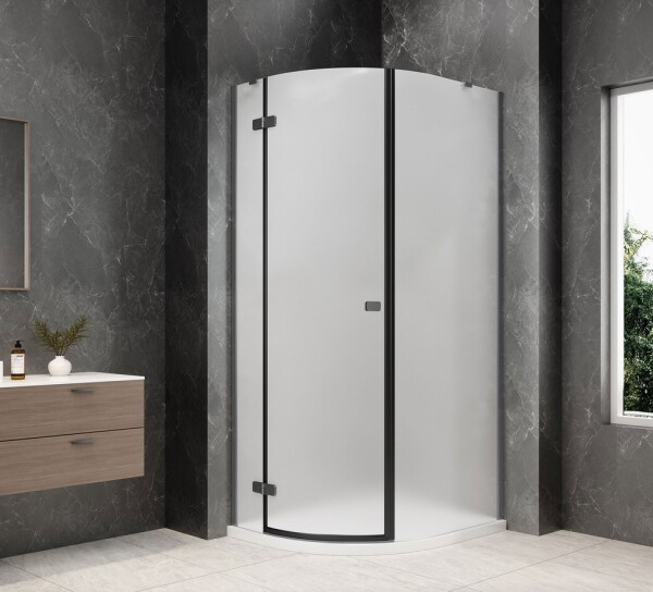 POLYSAN - GLOBE GUN METAL čtvrtkruhový sprchový kout 800x900, matné sklo, levé GB2890MLGM