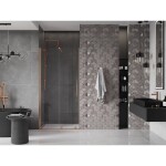 MEXEN/S - Velar posuvné sprchové dveře 90, transparent, růžové zlato 871-090-000-01-60