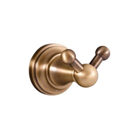 RAV Slezák - MORAVA RETRO - Koupelnový doplněk Věšáček dvojitý, Stará mosaz (Bronz) MKA0102SM MKA0102SM