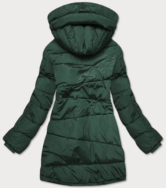 Asymetrická dámská zimní bunda v lahvově zelené barvě (m-21113) odstíny zelené S (36)