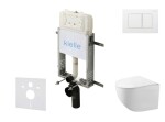 Kielle - Genesis New Set předstěnové instalace, kompaktního klozetu Gaia, Rimless, sedátka softclose a tlačítka Gemini New III, lesklá bílá 30528SZ88