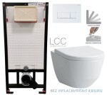 DEANTE Podomítkový rám, pro závěsné WC mísy + SLIM tlačítko bílé + WC LAUFEN PRO LCC RIMLESS + SEDÁTKO CST_WC01 A51P LP2