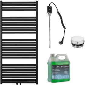 CERANO - Koupelnový elektrický radiátorový set Vincenzo - 600W - černá matná - 1340x600 mm CER-680530