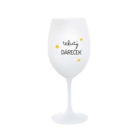 TEKUTÝ DÁREČEK - bílá sklenice na víno 350 ml